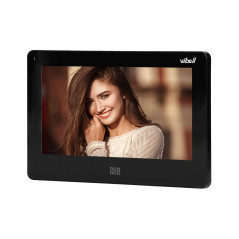 Fyrfamiljers videodörrtelefonsats, handsfree, färgskärm, 7-tums LCD, pekskärm, OSD-menyn, minne, SD-kortplats, DVR, fjärrstyrnin