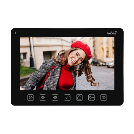 Videomonitor utan hörlurar, färgskärm, LCD 7 tum för användning i VIBELL-system, svart.