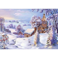 Diamantmosaik - kyrka i snön