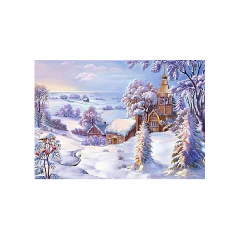 Diamantmosaik - kyrka i snön