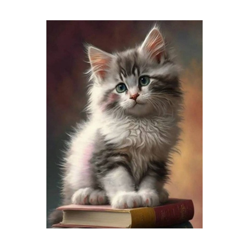 Diamantmosaik - katt på böcker