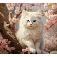 Diamantmosaik - katt i blommor