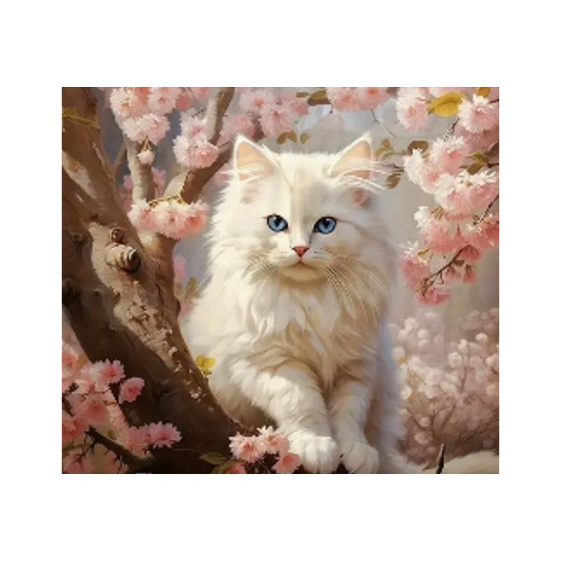 Diamantmosaik - katt i blommor