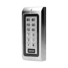 Lås med smal kod och läsare för kort och närhetsbrickor, IP44, 1 relä 3A, mått 128x82x28 mm.