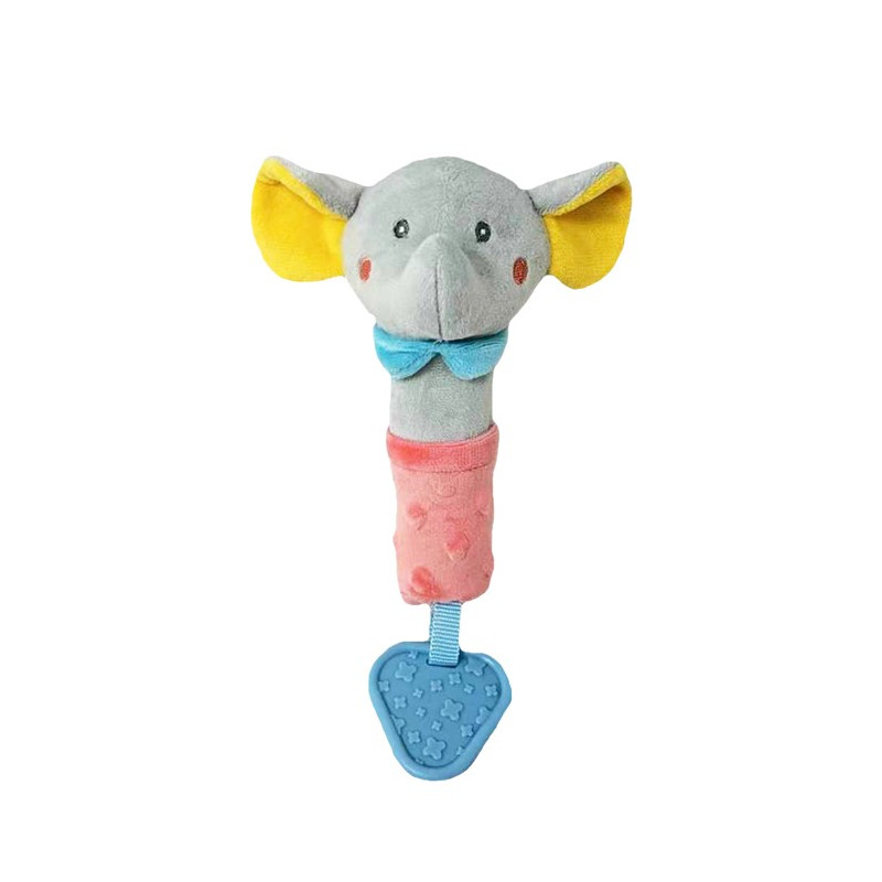 Leksak med ljud, elefant, persika-grå, 17 cm