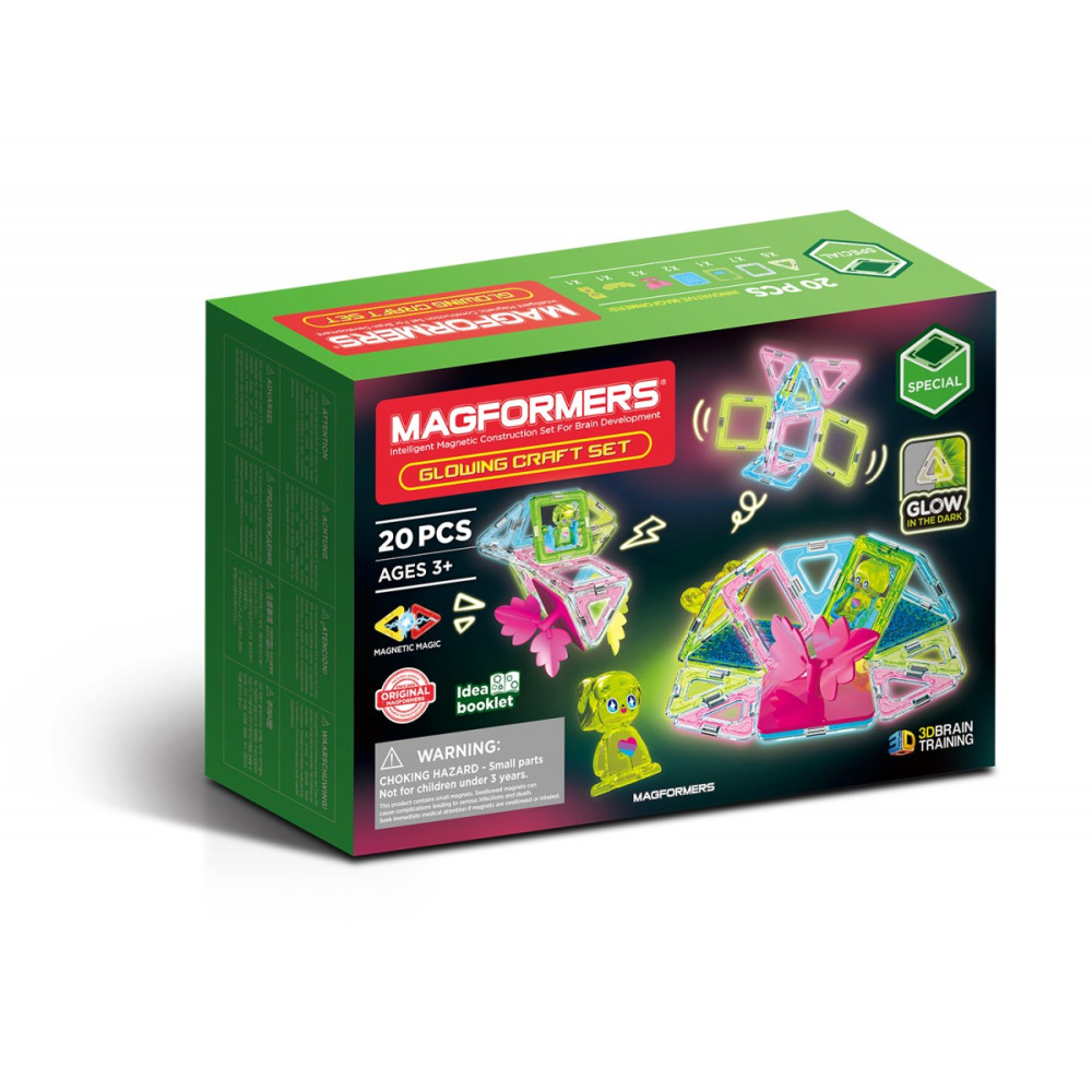 Klocki magnetyczne glowing craft 20 elementów