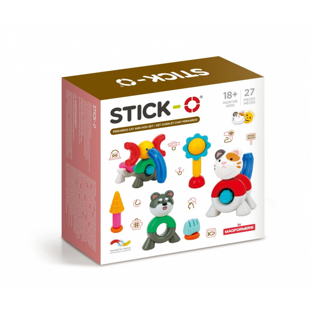 Magnetiska byggklossar Stick-O set katt och hund 27 delar Magnetiska byggklossar Stick-O set katt och hund 27 delar