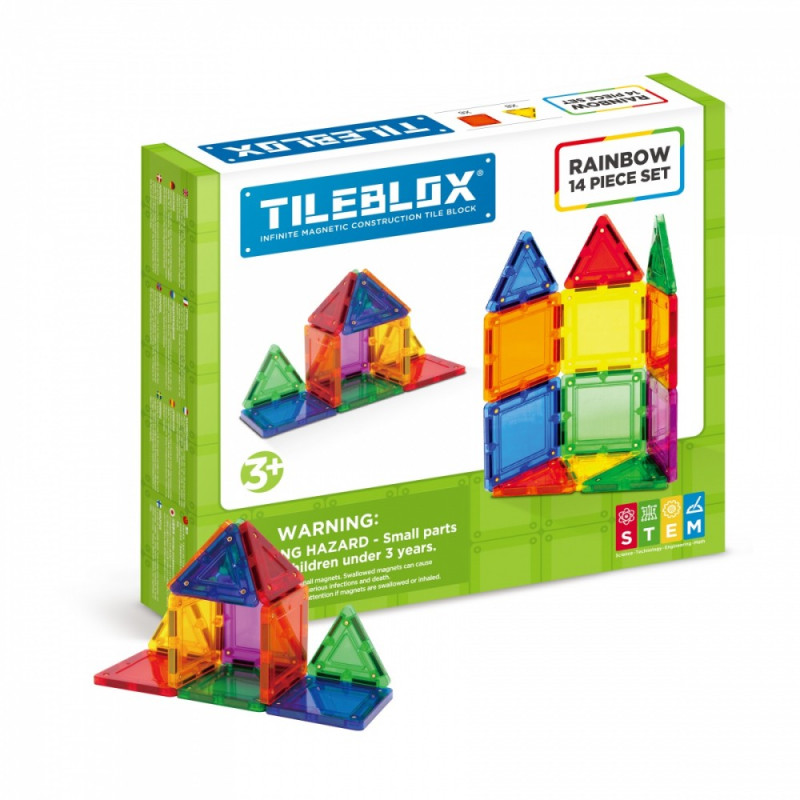 Magnetiska byggklossar Tileblox regnbågsset med 14 delar