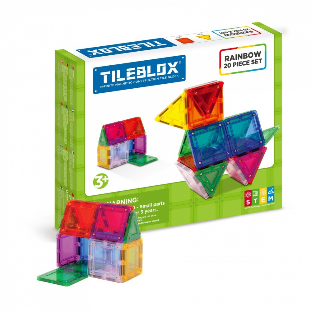 Magnetiska byggklossar Tileblox regnbågsset 20 delar Magnetiska byggklossar Tileblox regnbågsset 20 delar