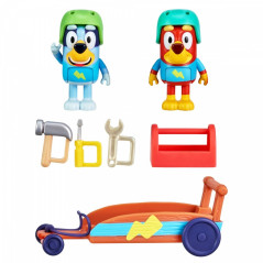 Set med Bluey gokart + 2 valparfigurer