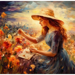 Diamantmosaik - kvinna i hatt