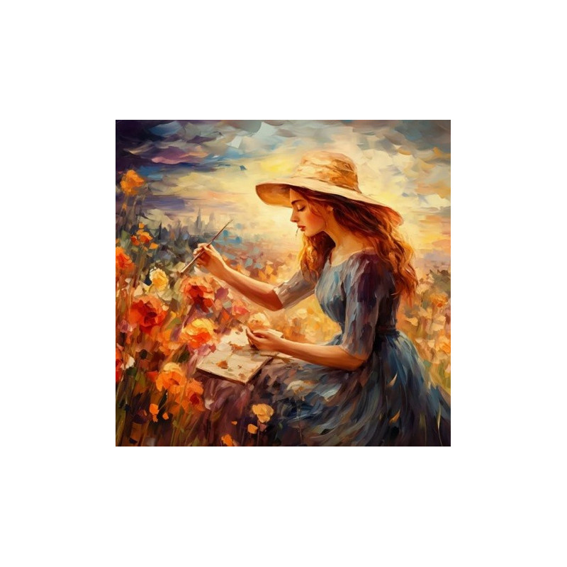 Diamantmosaik - kvinna i hatt