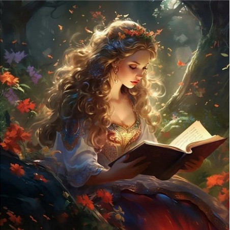 Diamantmosaik - prinsessan med en bok