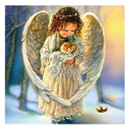 Diamantmosaik - ängel med katt