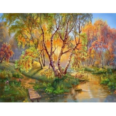 Diamantmosaik - björkar vid bäcken