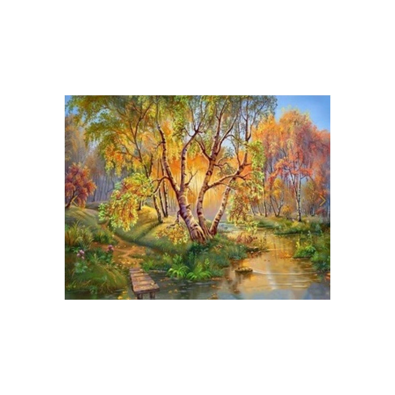 Diamantmosaik - björkar vid bäcken