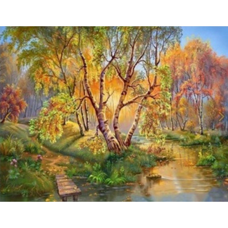 Diamantmosaik - björkar vid bäcken