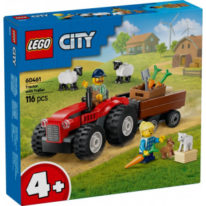 Klocki city 60461 czerwony traktor z przyczepą i owcą