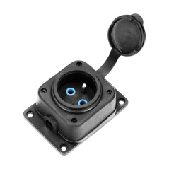 Förgreningsdosa med stänkskydd och stöttålig, IP44, 1 uttag 2P+Z, 16A, 230V AC, gummi, icke-brännbar