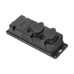 Grenuttagssplitter, stänksäker och stöttålig, IP44, 2 uttag 2P+Z, 16A, 230V AC, gummi, icke brandfarlig