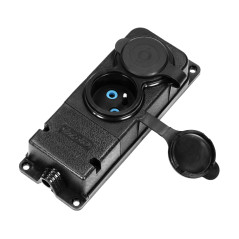 Grenuttagssplitter, stänksäker och stöttålig, IP44, 2 uttag 2P+Z, 16A, 230V AC, gummi, icke brandfarlig