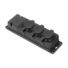 Grenuttagssplitter, stänksäker och stöttålig, IP44, 3 uttag 2P+Z, 16A, 230V AC, gummi, icke-brandfarlig | HandlaSmidigt.se