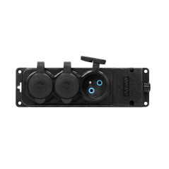 Grenuttagssplitter, stänksäker och stöttålig, IP44, 3 uttag 2P+Z, 16A, 230V AC, gummi, icke-brandfarlig | HandlaSmidigt.se