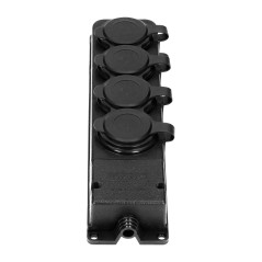 Grenuttag med stänkskydd och stöttålig, IP44, 4 uttag 2P+Z, 16A, 230V AC, gummi, icke brandfarlig