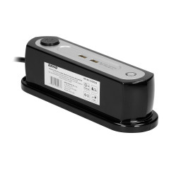 Strömförsörjningslist med 3x2P+Z-strömbrytare, 2xUSB 2.4A-laddare, Typ 3-överspänningsskydd, H05VV-F 3x1,5-kabel, längd