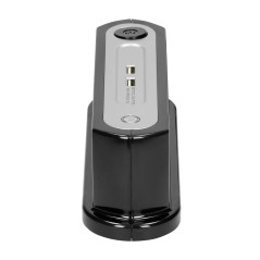 Strömförsörjningsskena med 3x2P+Z (schuko) strömbrytare, 2xUSB 2.4A laddare, Överspänningsskydd typ 3, H05VV-F 3x1 kabel.