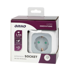 Förlängningskabel 4-vägs 2P+Z (schuko), laddare 2xUSB, 1,4m H05VV-F 3x1,5mm², grå-vit