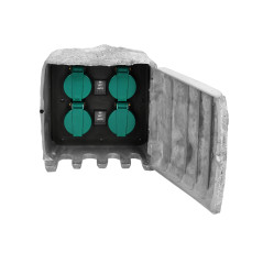 Trädgårdsuttag STEN, 4x2P+Z, gummikabel H07RN-F 3x1,5mm², 3m, 2 driftslägen: automatisk (max 1100W)/manuell (max 3680W)