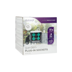 Trädgårdsuttag STEN, 4x2P+Z (schuko), gummikabel H07RN-F 3x1,5mm², 3m, 2 driftlägen: automatisk (max. 1100W)/manuell (max.