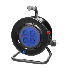 Förlängningssladd, 4 uttag 2P+Z, PVC-kabel H05VV-F 3x1,5mm², längd - 50m, FASTA UTTAG, termisk, strömbananskydd.