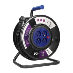 Förlängningssladd, 4 uttag 2P+Z, PVC-kabel H05VV-F 3x1,5mm², längd - 50m, FASTA UTTAG, termisk, strömbananskydd.