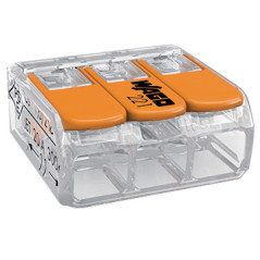 Anslutningsklämma Wago 3-ledad, modell: 221-413, från 0,20-4,00mm2, 5 st.