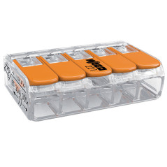 Anslutningsklämma Wago 5-polig, modell: 221-415, från 0,20-4,00mm2, 5 st.