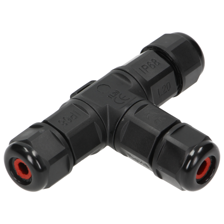 Kabelförgrening T-kontakt IP68, 3x4mm², 450V/25A