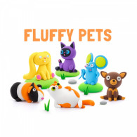 Plastilin hey clay figurin av fluffiga djur, marsvin