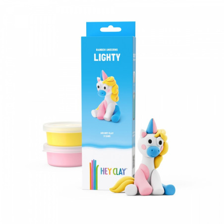 Plastilin hey clay enhörningar 3-pack, ljus