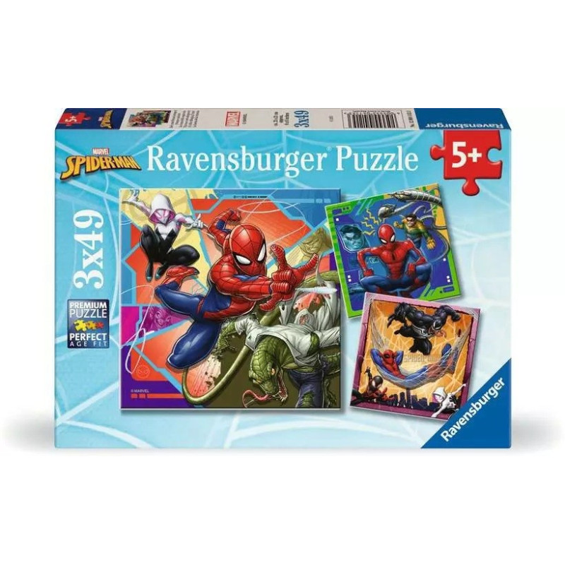 Pussel med 3x49 element Spiderman
