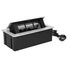 ENHET Möbelkassett som är infälld i en bänkskiva med integrerad PVC-ram för modulära uttag 3 x 45x45mm eller 6 x 22,5x45mm, slad