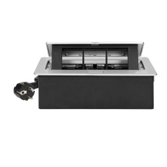 ENHET Möbelkassett som är infälld i en bänkskiva med integrerad PVC-ram för modulära uttag 3 x 45x45mm eller 6 x 22,5x45mm, slad