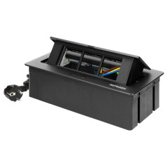 ENHET Möbelkassett infälld i bänkskivan med integrerad PVC-ram för moduluttag 3 x 45x45 mm eller 6 x 22,5x45 mm, kabel 1,5 m.