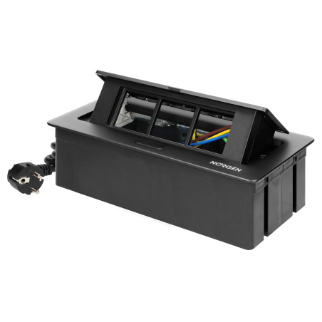 ENHET Möbelkassett infälld i bänkskivan med integrerad PVC-ram för moduluttag 3 x 45x45 mm eller 6 x 22,5x45 mm, kabel 1,5 m.