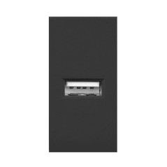 NÅGRA USB, modulär port 22,5x45mm med USB-laddare, 2,1A 5V DC, svart