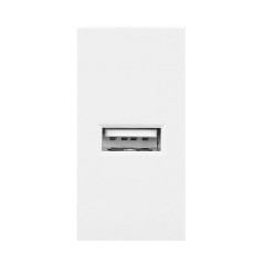 NÅGON USB, modulär port 22,5x45mm med USB-laddare, 2,1A 5V DC, vit