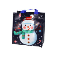 Torba Prezentowa w Ciemnym Kolorze Motyw Bałwana 23cm x 21,5cm x 11cm