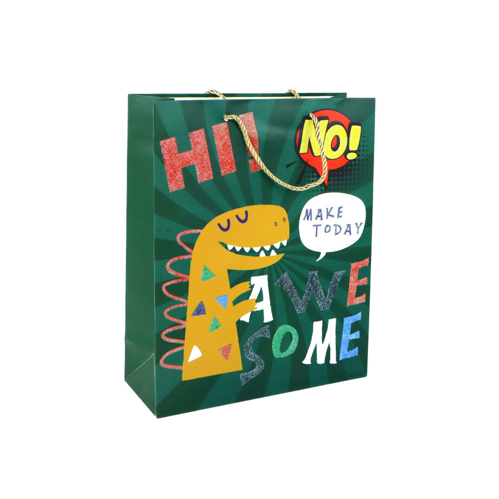Papierowa Torba Prezentowa Zielona Dinozaur 32cm x 26cm x 10cm Papierowa Torba Prezentowa Zielona Dinozaur 32cm x 26cm x 10cm