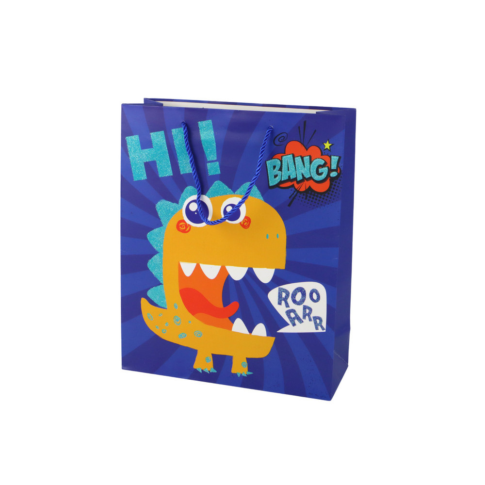 Papperspåse Present Blå Dinosaurie 32cm x 26cm x 10cm Papperspåse Present Blå Dinosaurie 32cm x 26cm x 10cm
